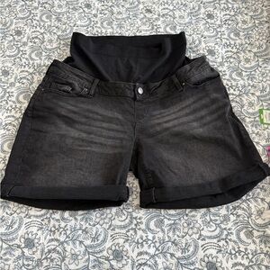 Seraphine Black Jean Maternity Shorts
